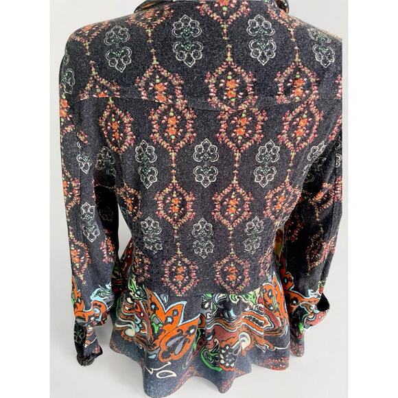 American Rag Boho Paisley Ruffle Blazer M Floral Artsy Cottagecore Coquette - Picture 2 of 6